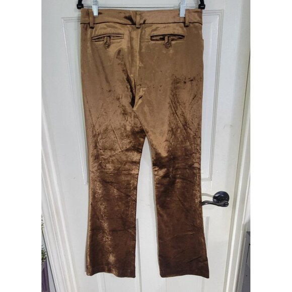 Womyn Women's Brown Flared Leg Velvet Flat Front Cotton Blend With Pockets Sz 6 - Picture 4 of 10